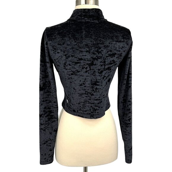Lululemon All Aligned Mock Neck Long Sleeve Crushed Velvet Black Size 8 - Picture 4 of 8